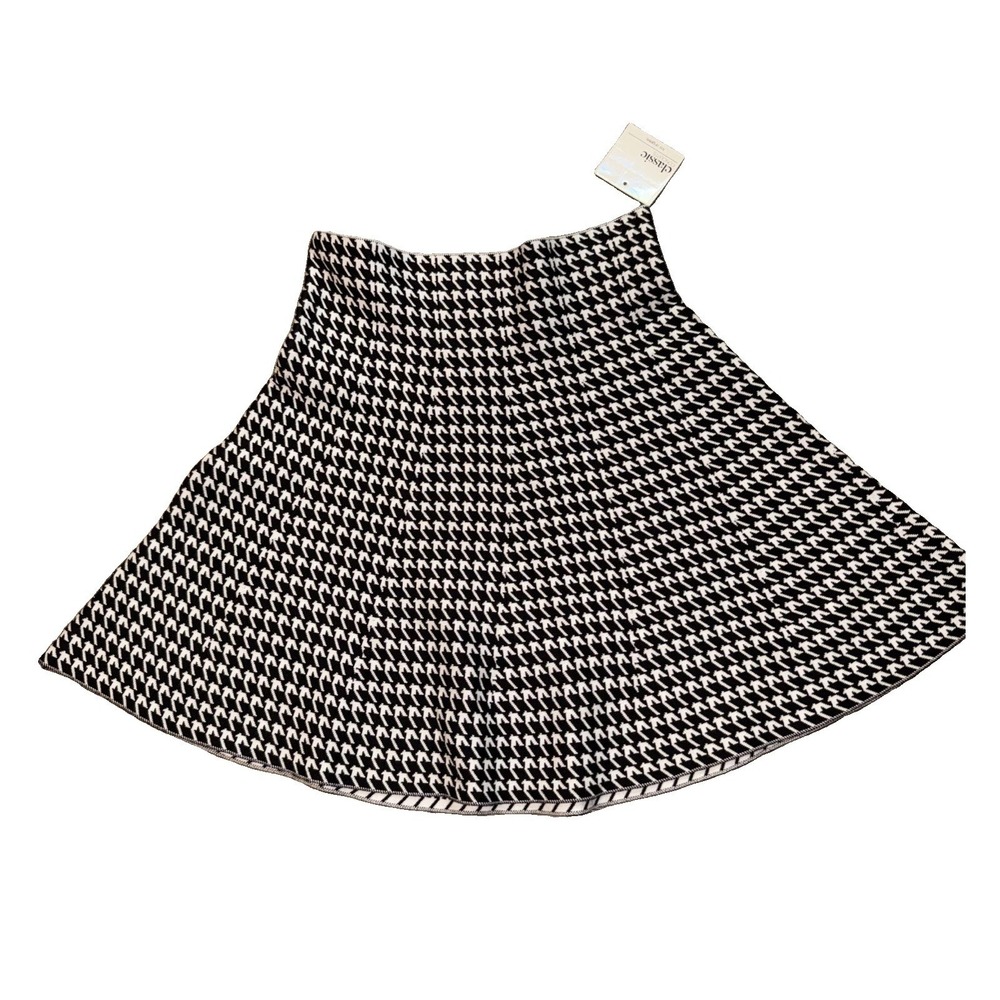NWT Classic Concepts Houndstooth Skirt L Stretch Flare